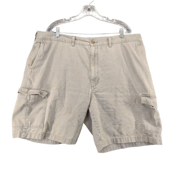 Savane Cargo Shorts Mens Size 40 Beige Gray Flap Pockets Belt Loops - Picture 1 of 13